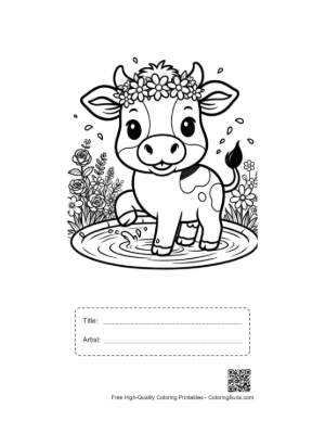 Thumbnail: Download Holstein Cow Coloring Sheet Printable with Title and Artist Box