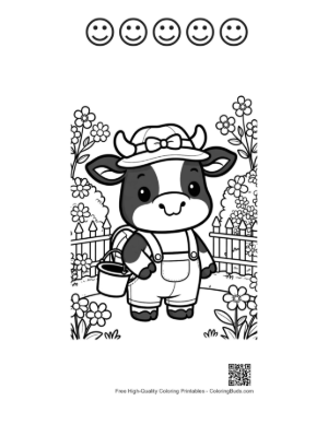 Thumbnail: Download Holstein Cow for Kids Printable and 5 Happy Face Outline
