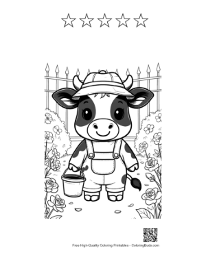 Thumbnail: Easy Holstein Cow Coloring Sheet Printable and 5 Star Outline