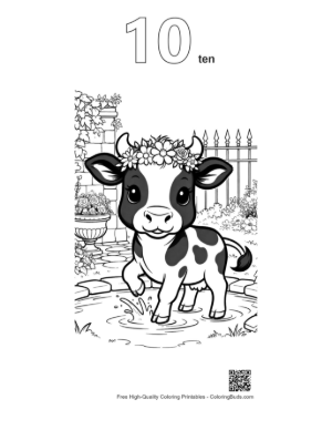 Thumbnail: Easy Holstein Cow Printable Outline Number 10