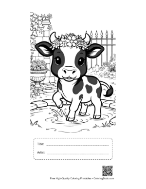 Thumbnail: Easy Holstein Cow Printable with Title and Artist Box