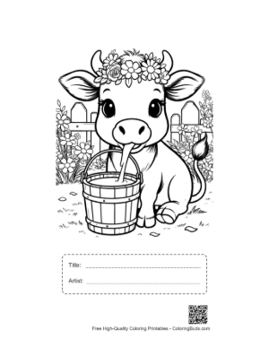 Thumbnail: Easy Holstein Cow Printable with Title and Artist Box