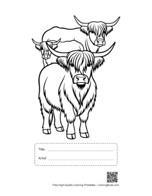 Thumbnail: Highland Cow Family Illustration Printable with Title and Artist Box