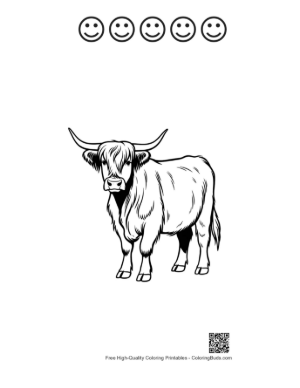 Thumbnail: Highland Cow Portrait Printable and 5 Happy Face Outline