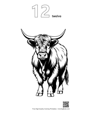 Thumbnail: Highland Cow Portrait Printable Outline Number 12