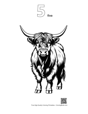 Thumbnail: Highland Cow Portrait Printable Outline Number 5