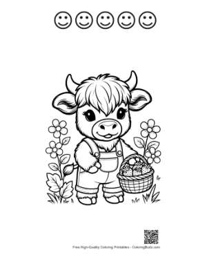 Thumbnail: Highland Cow Printable and 5 Happy Face Outline
