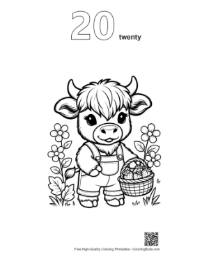 Thumbnail: Highland Cow Printable Outline Number 20