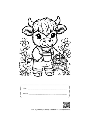 Thumbnail: Highland Cow Printable with Title and Artist Box
