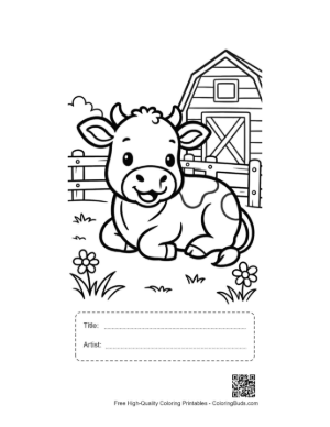 Thumbnail: Holstein Cow Coloring Sheet Printable with Title and Artist Box