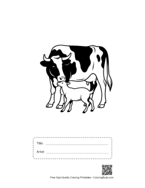 Thumbnail: Holstein Cow Nurturing Her Calf Printable with Title and Artist Box