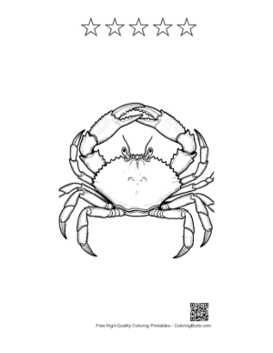 Thumbnail: Detailed Line Art of Red Crab Printable and 5 Star Outline