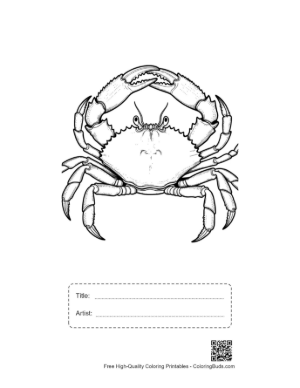 Thumbnail: Detailed Line Art of Red Crab Printable with Title and Artist Box