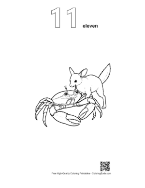 Thumbnail: Fennec Fox Playfully Tackling Red Crab Printable Outline Number 11