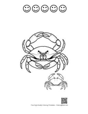 Thumbnail: Intimidating Red Crab Line Art Duo Printable and 5 Happy Face Outline