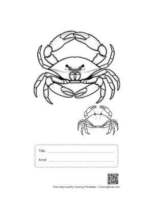 Thumbnail: Intimidating Red Crab Line Art Duo Printable with Title and Artist Box