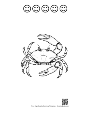 Thumbnail: Intimidating Red Crab Line Art Printable and 5 Happy Face Outline