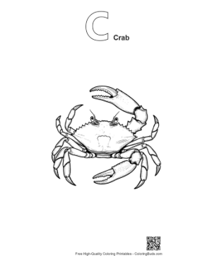 Thumbnail: Intimidating Red Crab Line Art Printable Outline Alphabet C Crab
