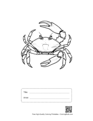 Thumbnail: Intimidating Red Crab Line Art Printable with Title and Artist Box
