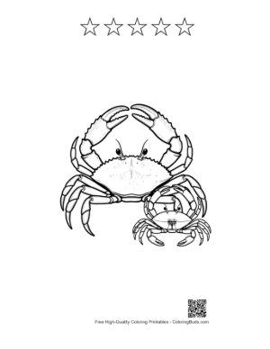 Thumbnail: Red Crab Mother and Baby Line Art Printable and 5 Star Outline