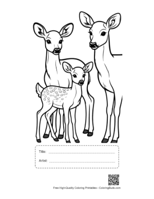 Thumbnail: Adorable Deer Family with Cute Spotted Fawn Printable with Title and Artist Box