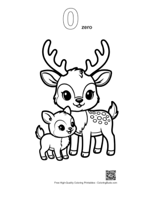Thumbnail: Buck Deer and Fawn Standing Together Printable Outline Number 0