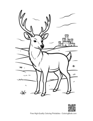 Thumbnail: Buck with Antlers Coloring Sheet Printable