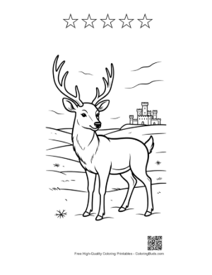 Thumbnail: Buck with Antlers Coloring Sheet Printable and 5 Star Outline