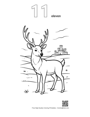 Thumbnail: Buck with Antlers Coloring Sheet Printable Outline Number 11