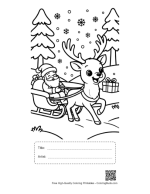 Thumbnail: Buck with Antlers Coloring Sheet Printable with Title and Artist Box