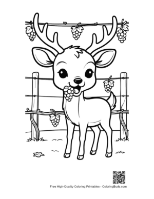 Thumbnail: Buck with Antlers Tasting Fresh Grapes in the Vineyard Printable