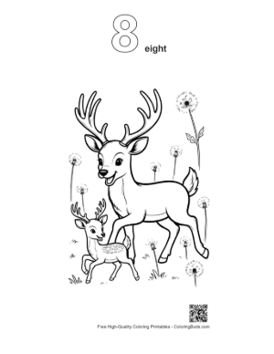 Thumbnail: Cute Buck with Antlers Coloring Sheet Printable Outline Number 8