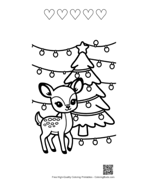 Thumbnail: Cute Fawn for Kids Printable and 5 Heart Outline