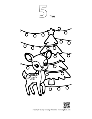 Thumbnail: Cute Fawn for Kids Printable Outline Number 5