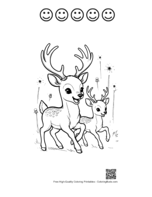 Thumbnail: Download Buck with Antlers for Kids Printable and 5 Happy Face Outline
