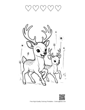 Thumbnail: Download Buck with Antlers for Kids Printable and 5 Heart Outline