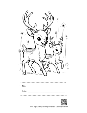 Thumbnail: Download Buck with Antlers for Kids Printable with Title and Artist Box