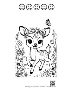 Thumbnail: Fawn Coloring Sheet Printable and 5 Happy Face Outline
