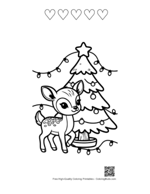 Thumbnail: Fawn Coloring Sheet Printable and 5 Heart Outline