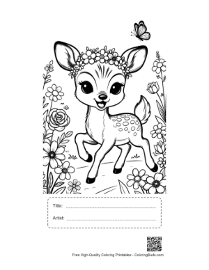 Thumbnail: Fawn Coloring Sheet Printable with Title and Artist Box