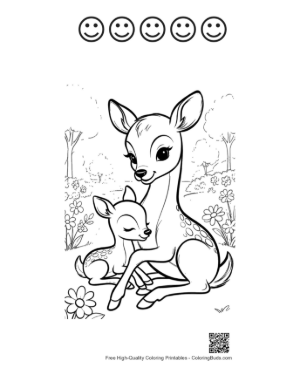 Thumbnail: Fawn Printable and 5 Happy Face Outline