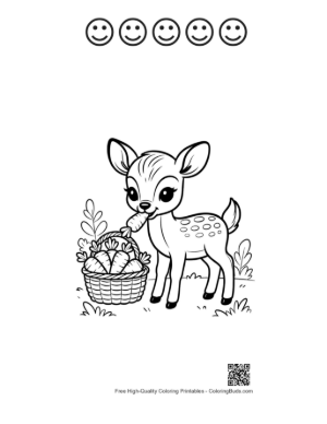 Thumbnail: Fawn to Color Printable and 5 Happy Face Outline