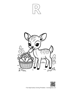 Thumbnail: Fawn to Color Printable Outline Alphabet R