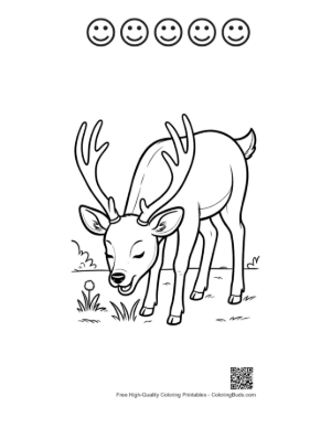 Thumbnail: Free Buck with Antlers Coloring Page Printable and 5 Happy Face Outline