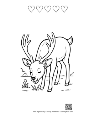Thumbnail: Free Buck with Antlers Coloring Page Printable and 5 Heart Outline