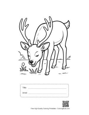 Thumbnail: Free Buck with Antlers Coloring Page Printable with Title and Artist Box