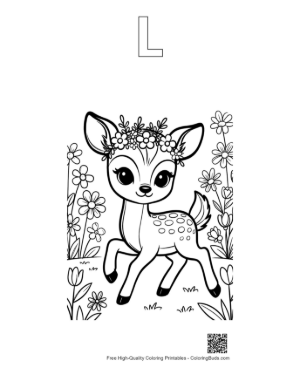 Thumbnail: Free Fawn Coloring Page Printable Outline Alphabet L