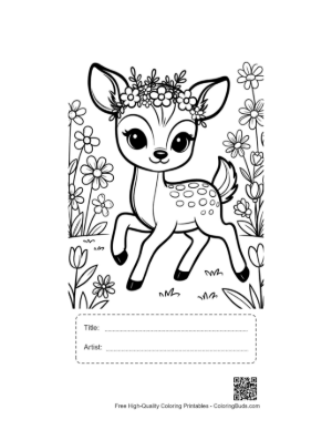 Thumbnail: Free Fawn Coloring Page Printable with Title and Artist Box
