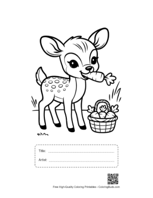 Thumbnail: Happy Fawn Holding a Basket of Yummy Treats Printable with Title and Artist Box