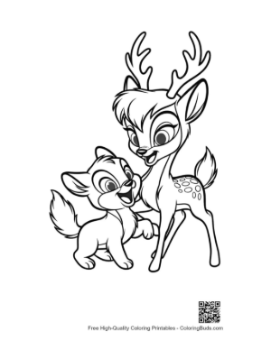 Thumbnail: Mother Deer and Fawn with Playful Fox Pup